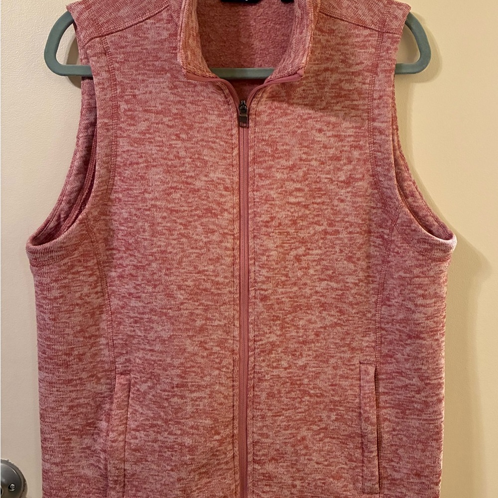 Lands' End Rose Pink Zip Front Vest Soft Pink Layering Fall Comfort Plus EUC XL